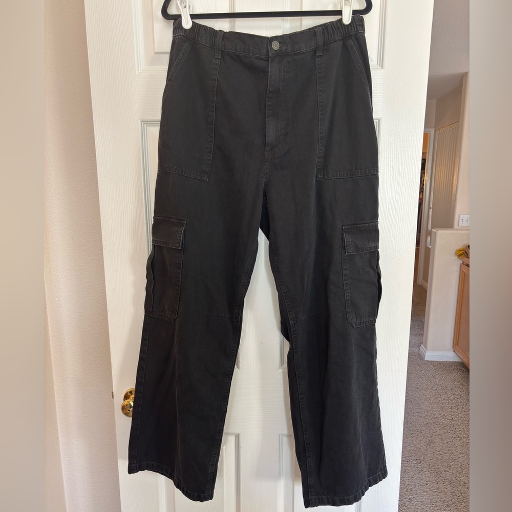 ASOS Black Wide Leg Cargo Jeans